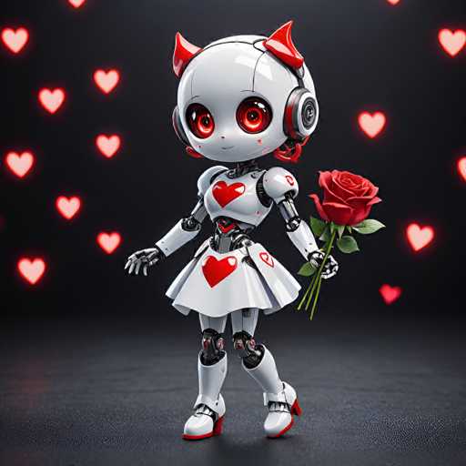 UHD, 8K, ultra detailed, a cinematic photograph of Imagine a charming chibi robot, with a heart-shaped red LED eye and a playful expression. She wears a mini skirt and a pair of high heels, and holds a bouquet of roses in one hand while the other is on her hip., beautiful lighting, great composition-ugly, deformed, noisy, blurry, NSFWSteps: 8, Sampler: DPM++ SDE Karras, Guidance Scale: 1.8, Seed: 2734535860, Size: 1024x1024, Model: artium_v20_turbo_f16.ckpt, Strength: 1.0, Seed Mode: Scale Alike, Upscaler: realesrgan_x2plus_f16.ckpt, Target Size: 1024x1024, Crop: (0, 0), Original Size: 1024x1024, Negative Original Size: 512x512, Aesthetic Score: 6.0, Negative Aesthetic Score: 2.5, Zero Negative Prompt: false