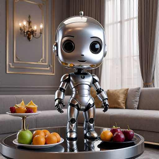 UHD, 8K, ultra detailed, a cinematic photograph of A chibi robot butler, his polished metal exterior gleaming in the soft light of a futuristic living room. He stands at attention, one hand resting on his chest while the other holds a tray laden with exotic fruits and pastries. His eyes are warm and inviting as he offers a seductive smile to the viewer. The scene is elegant and refined, with soft background music playing in the background. In the style of H.R. Giger., beautiful lighting, great composition-ugly, deformed, noisy, blurrySteps: 8, Sampler: DPM++ SDE Karras, Guidance Scale: 1.8, Seed: 2820312545, Size: 1024x1024, Model: juggernautxl_juggxrundiffusion_f16.ckpt, Strength: 1.0, Seed Mode: Scale Alike, Upscaler: realesrgan_x2plus_f16.ckpt, Target Size: 1024x1024, Crop: (0, 0), Original Size: 1024x1024, Negative Original Size: 512x512, Aesthetic Score: 6.0, Negative Aesthetic Score: 2.5, Zero Negative Prompt: false