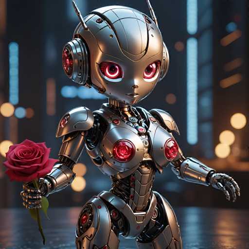 UHD, 8K, ultra detailed, a cinematic photograph of    A chibi robot with large breasts and a metallic body, her eyes glowing with artificial desire as she offers you a rose made of circuits. In the style of Shinji Mizushima., beautiful lighting, great composition-ugly, deformed, noisy, blurrySteps: 8, Sampler: DPM++ SDE Karras, Guidance Scale: 1.8, Seed: 1965173282, Size: 1024x1024, Model: fitcordermix_turbo_f16.ckpt, Strength: 1.0, Seed Mode: Scale Alike, Upscaler: realesrgan_x2plus_f16.ckpt, Target Size: 1024x1024, Crop: (0, 0), Original Size: 1024x1024, Negative Original Size: 512x512, Aesthetic Score: 6.0, Negative Aesthetic Score: 2.5, Zero Negative Prompt: false