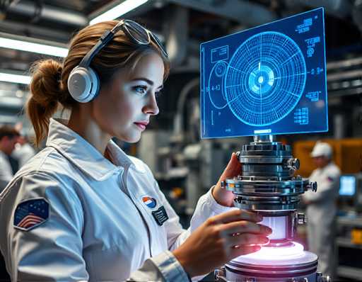 a woman space engineer intently examining the readings from a 3D holographic diagnostic display projected above an inertial guidance system component that she is replacing in a busy orbital workshop filled with engineers working together efficiently, wearing a neat white jumpsuit and safety glasses perched on her forehead. Sharp focus to convey professionalismSteps: 3, Sampler: DPM++ 2M AYS, Guidance Scale: 1.0, Seed: 2458422754, Size: 1152x896, Model: flux_1_schnell_q5p.ckpt, Strength: 1.0, Seed Mode: Scale Alike, Upscaler: realesrgan_x2plus_f16.ckpt