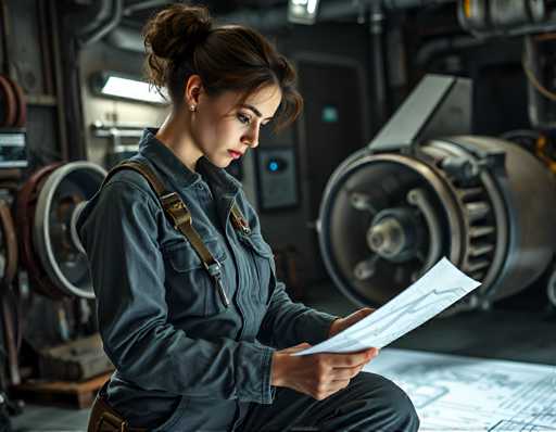 a beautiful woman with short, curly brown hair tied back into a messy bun wearing an industrial gray jumpsuit covered with tool belts and pockets filled with wrenches and other tools peering intently at schematics projected onto the floor or possibly digital screens nearby. A space station workshop background offers gritty textures and shadows that create depth amidst ambient lighting making her features stand out strongly as she studies intricate details of shuttle engine components, radiating expertise in engineering-driven cinematicSteps: 3, Sampler: DPM++ 2M AYS, Guidance Scale: 1.0, Seed: 3186407463, Size: 1152x896, Model: flux_1_schnell_q5p.ckpt, Strength: 1.0, Seed Mode: Scale Alike, Upscaler: realesrgan_x2plus_f16.ckpt